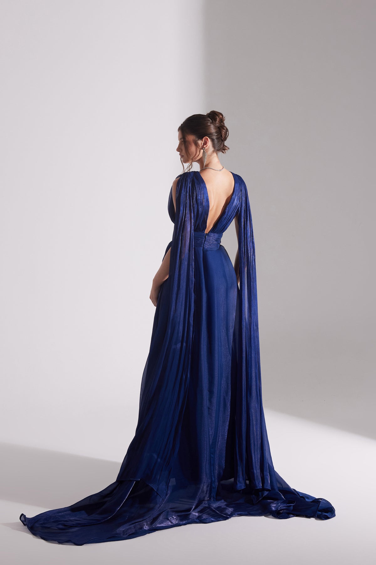 EMILY DARK BLUE A-LINE EVENING DRESS