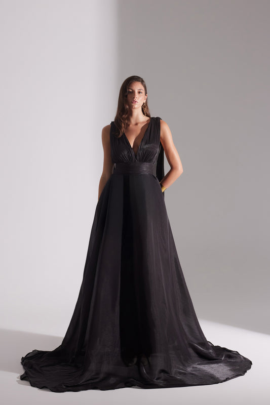 EMILY BLACK A-LINE EVENING DRESS