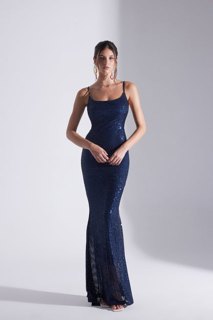 KENNA PAYET DARK BLUE STRAP FISH NIGHT DRESS