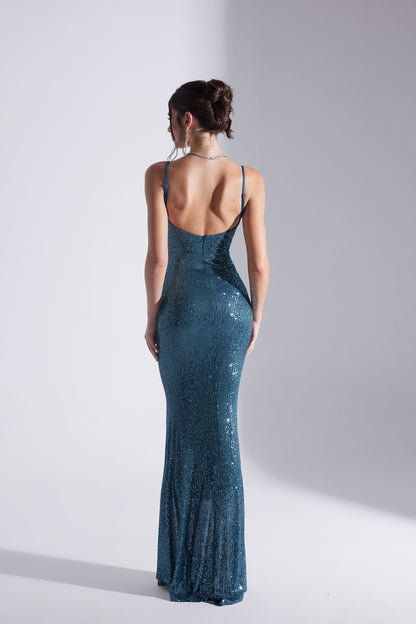 KENNA PAYET PETROL BLUE STRAP FISH NIGHT DRESS