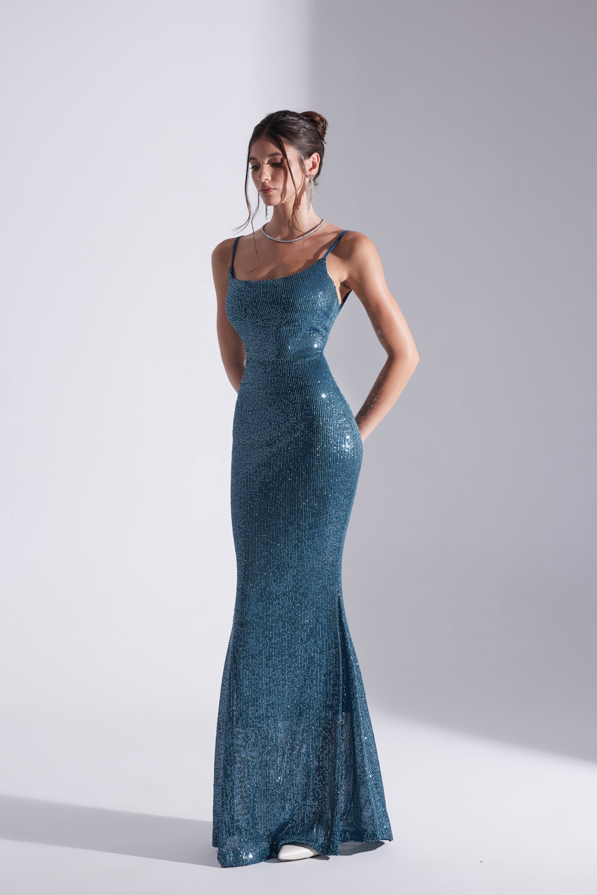 KENNA PAYET PETROL BLUE STRAP FISH NIGHT DRESS
