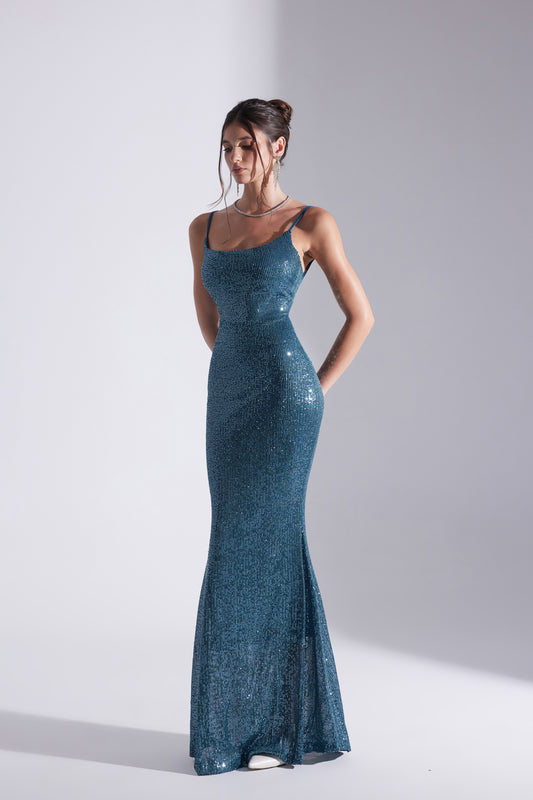 KENNA PAYET PETROL BLUE STRAP FISH NIGHT DRESS