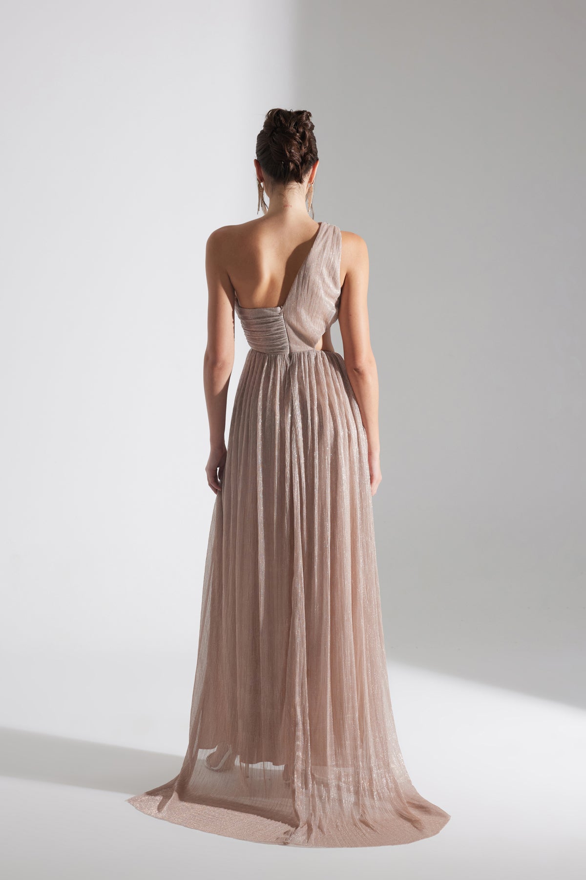 ADRIANA SHIMMERING POWDER ONE-SHOULDER DRESS