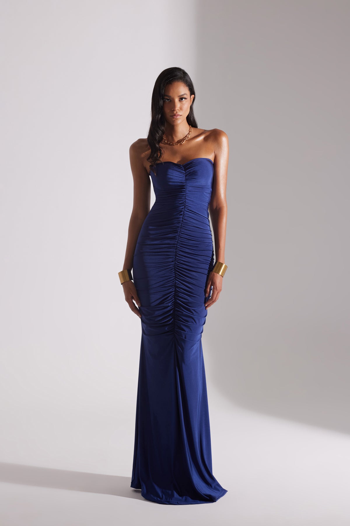 DARK BLUE STRAPLESS FISHERMAN DRESS