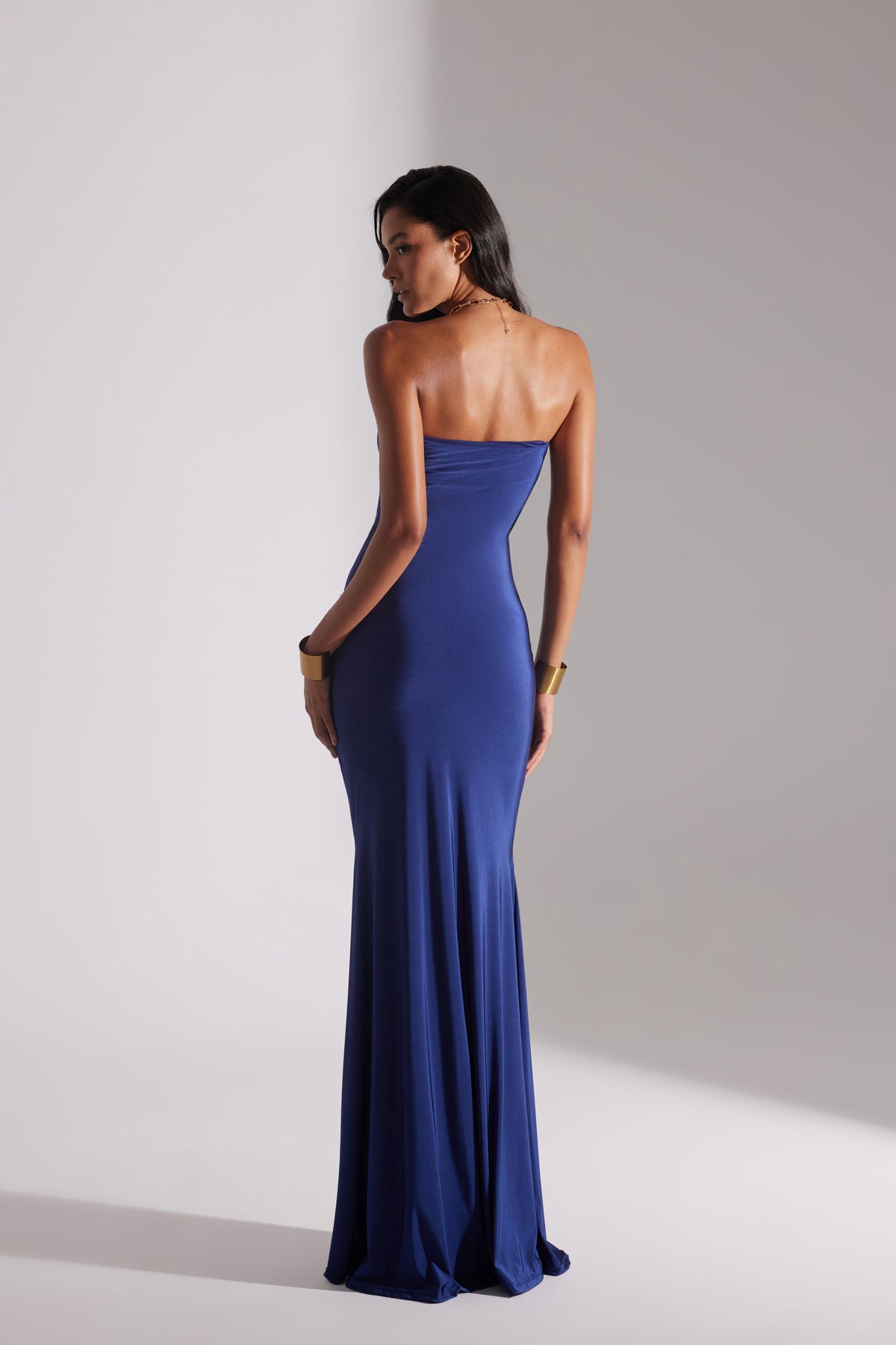 DARK BLUE STRAPLESS FISHERMAN DRESS
