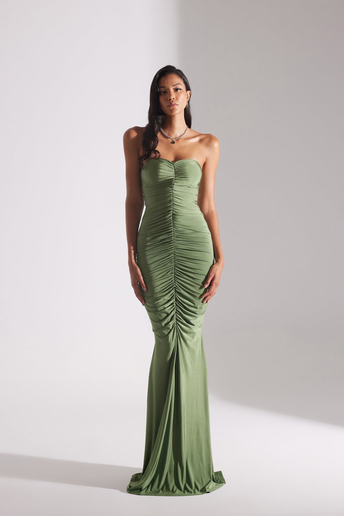 ADELINE HAKI STRAPLESS FISHERMAN DRESS