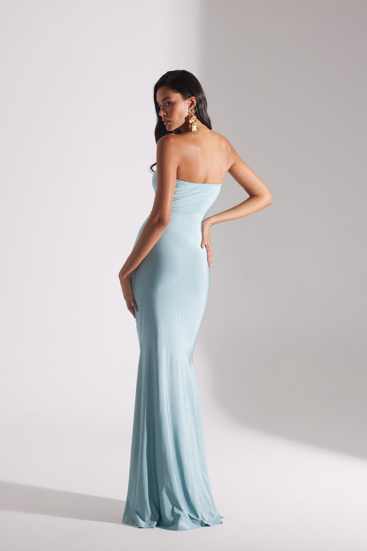 ADELINE GREEN STRAPLESS FISHERMAN DRESS
