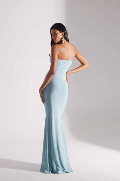ADELINE GREEN STRAPLESS FISHERMAN DRESS
