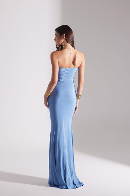 ADELINE ÇELİK MAVİSİ STRAPLEZ BALIK DRESS