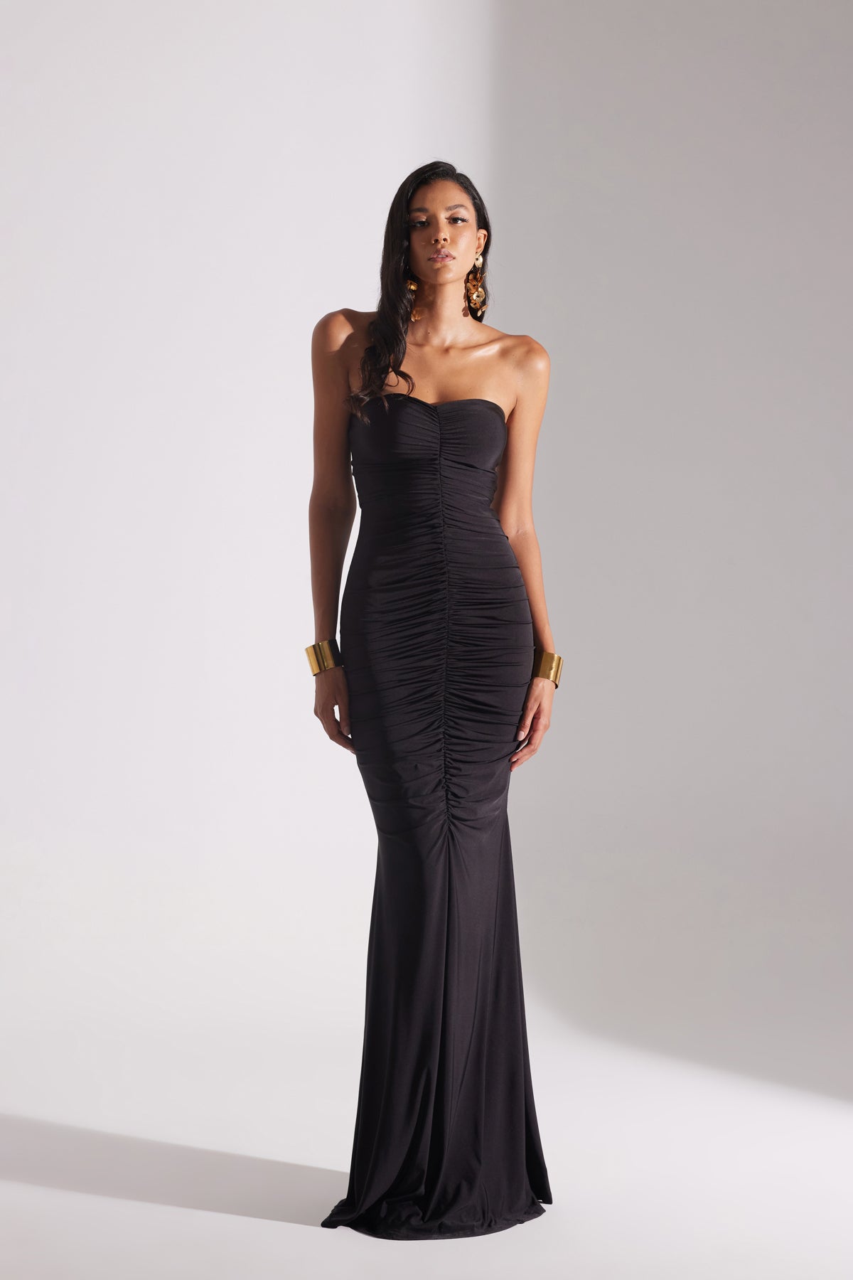 ADELINE BLACK STRAPLESS FISHERMAN DRESS