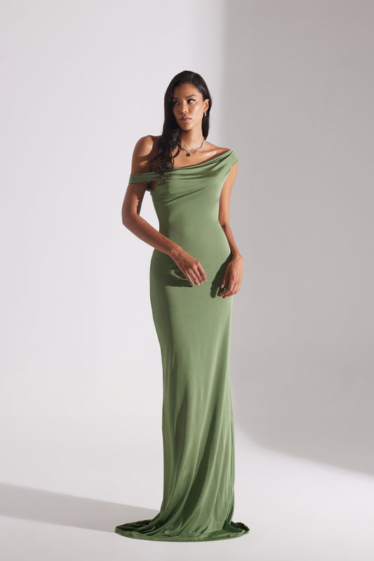 VESNA HIGH LOW SHOULDER LONG DRESS