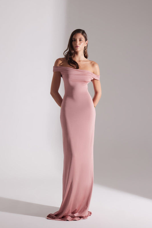 VESNA ROSE DRY LOW SHOULDER LONG DRESS