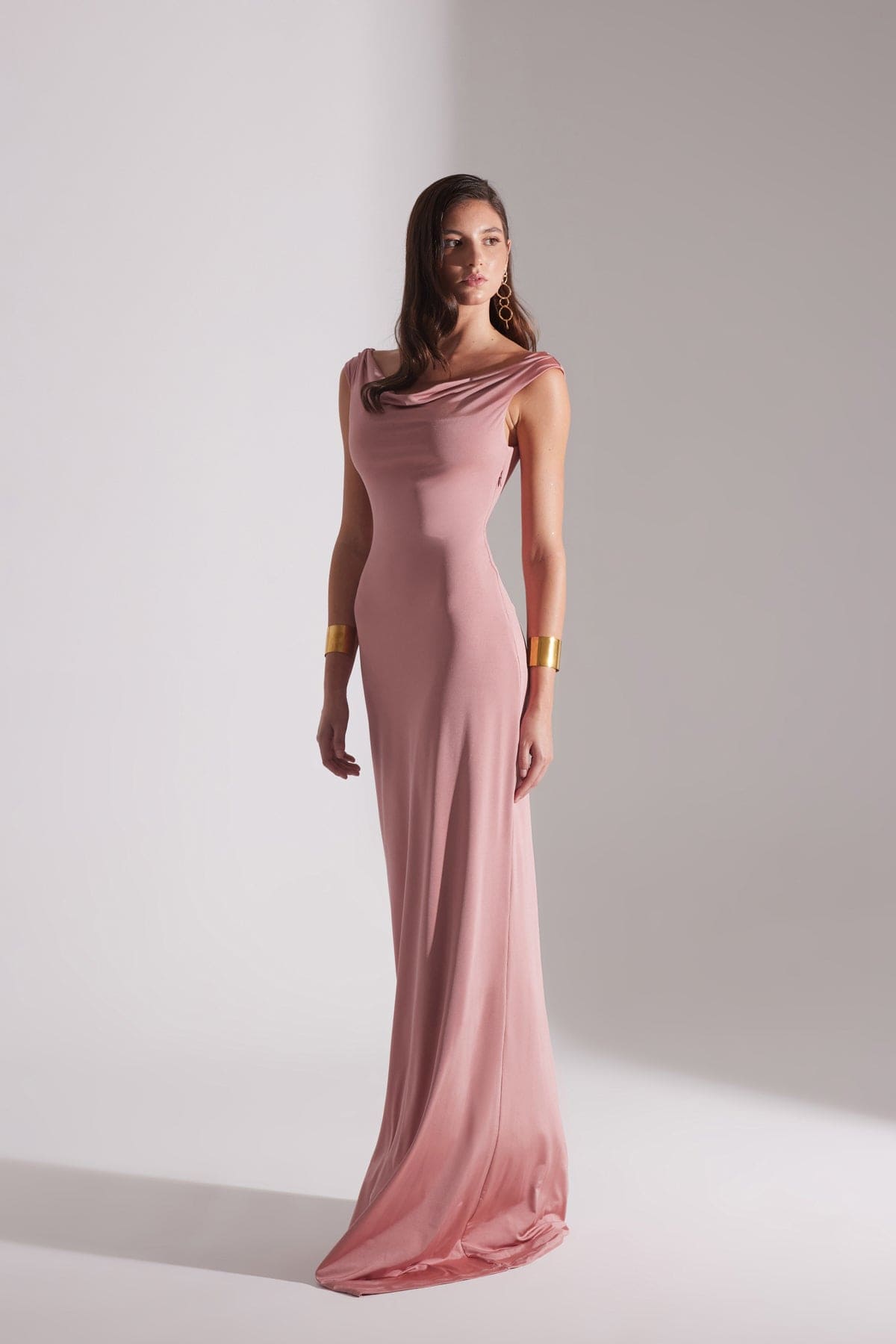 VESNA ROSE DRY LOW SHOULDER LONG DRESS