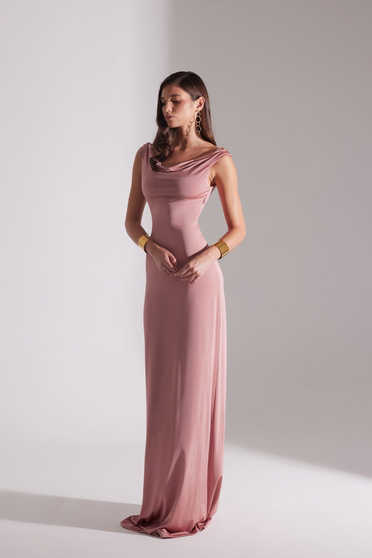 VESNA ROSE DRY LOW SHOULDER LONG DRESS