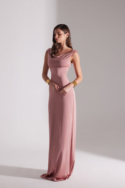 VESNA ROSE DRY LOW SHOULDER LONG DRESS