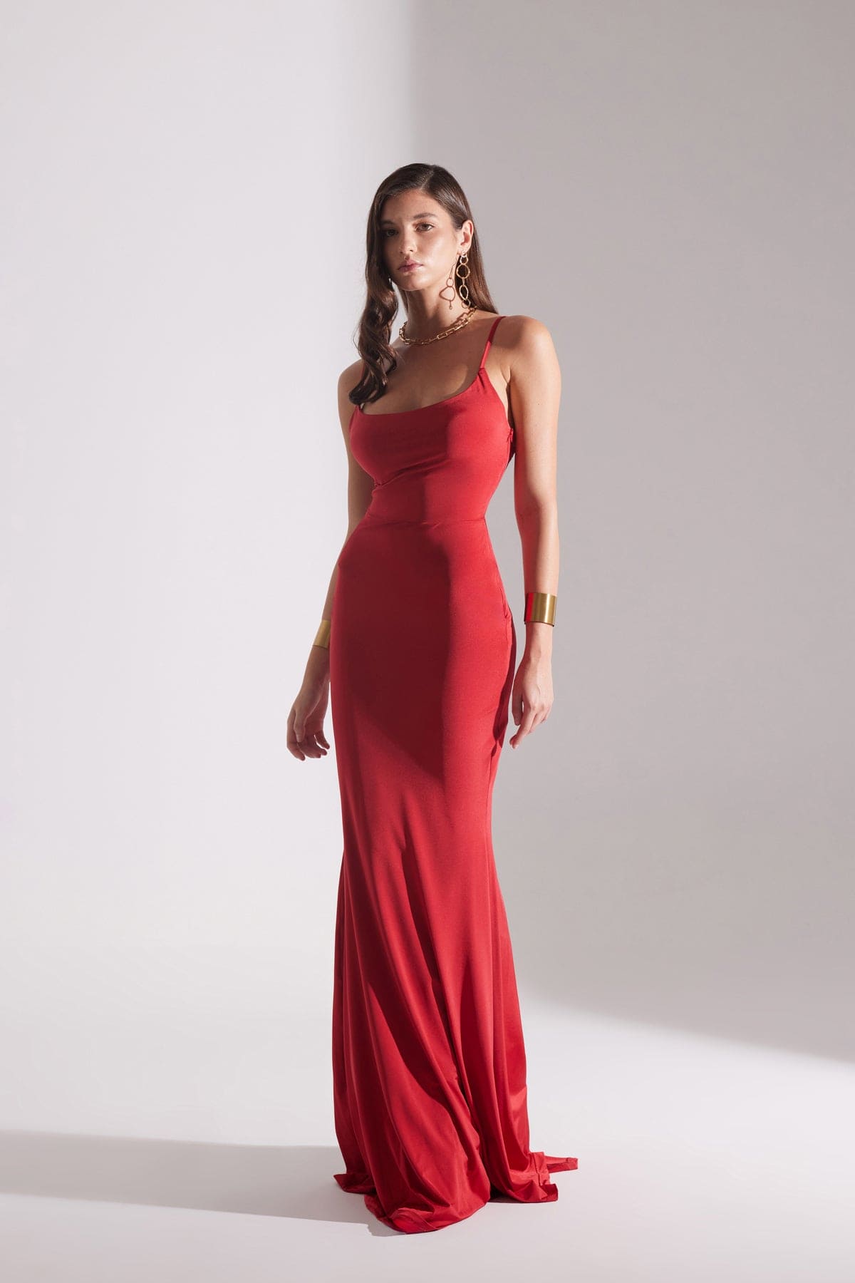 REBECCA RED STRAP FISH DRESS