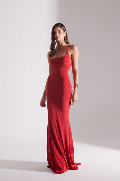 REBECCA RED STRAP FISH DRESS