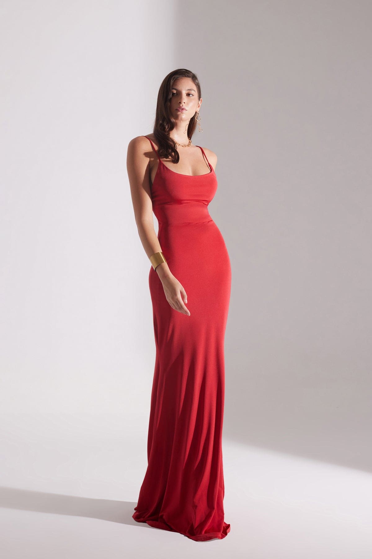 REBECCA RED STRAP FISH DRESS
