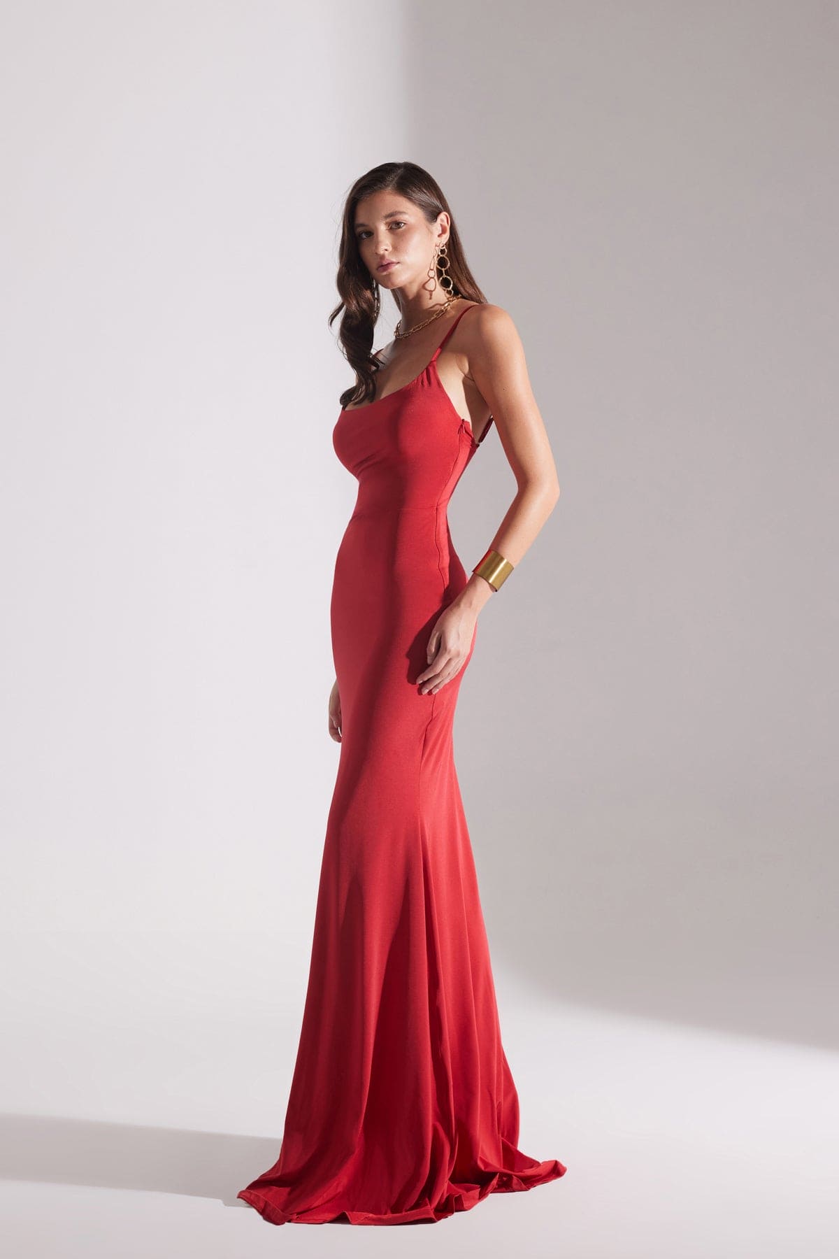 REBECCA RED STRAP FISH DRESS