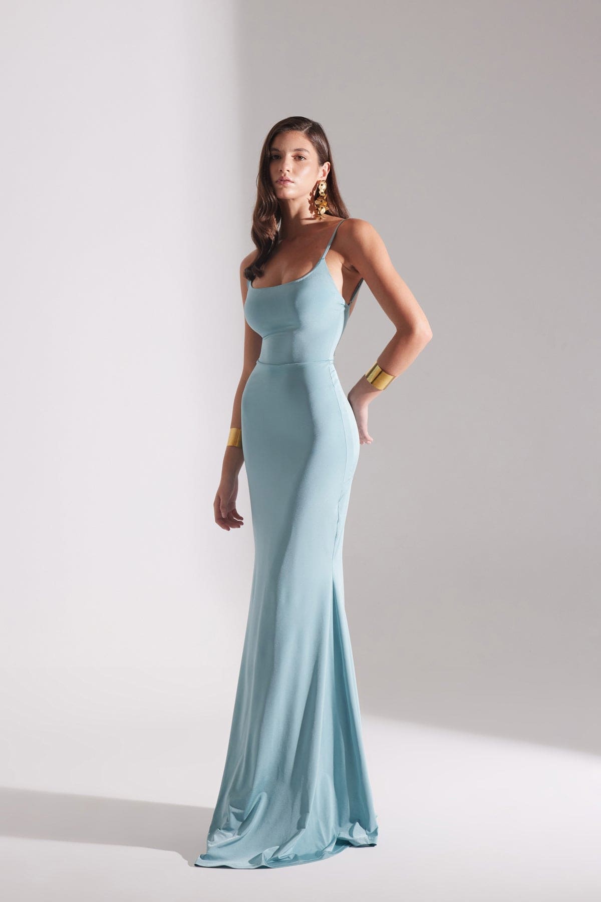 REBECCA SU GREEN SUSPENDED FISH DRESS