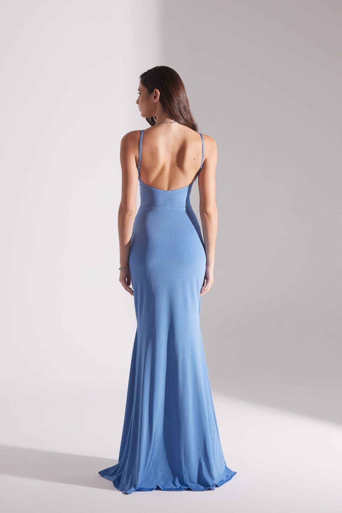 REBECCA ÇELİK BLUE SUSPENDED FISH DRESS