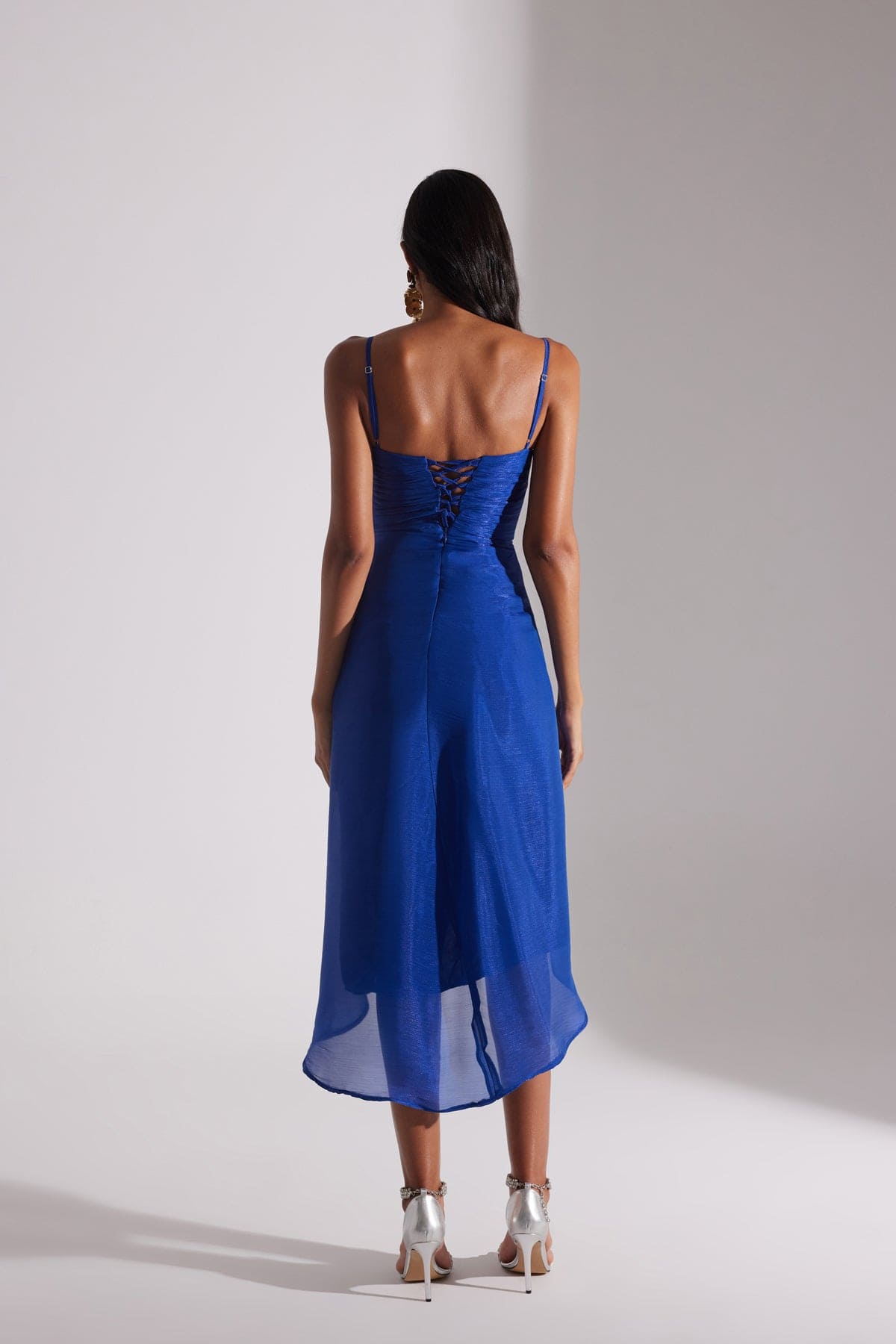 EVA SAKS DRAPED STRAP DRESS