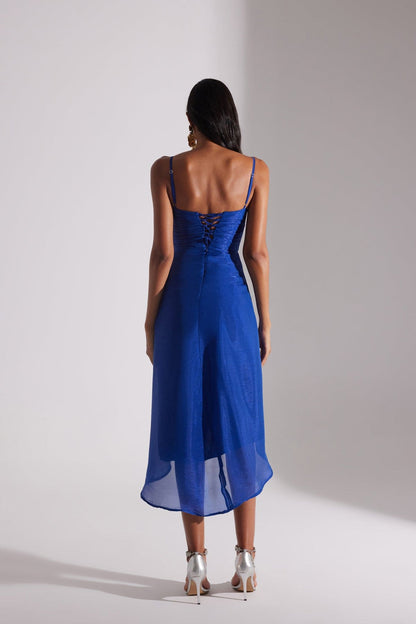 EVA SAKS DRAPED STRAP DRESS