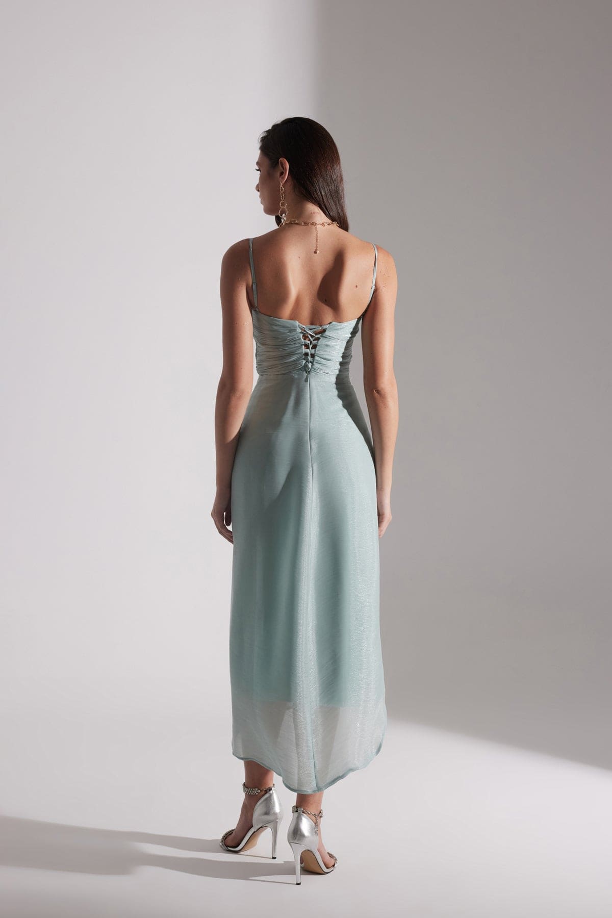EVA SU GREEN DRAPED STRAP NIGHT DRESS