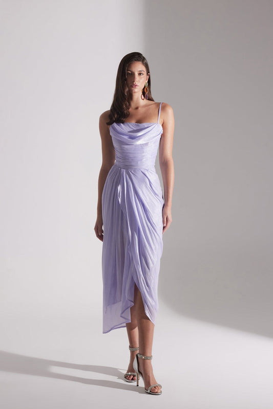 EVA LILAC DRAPED STRAP NIGHT DRESS