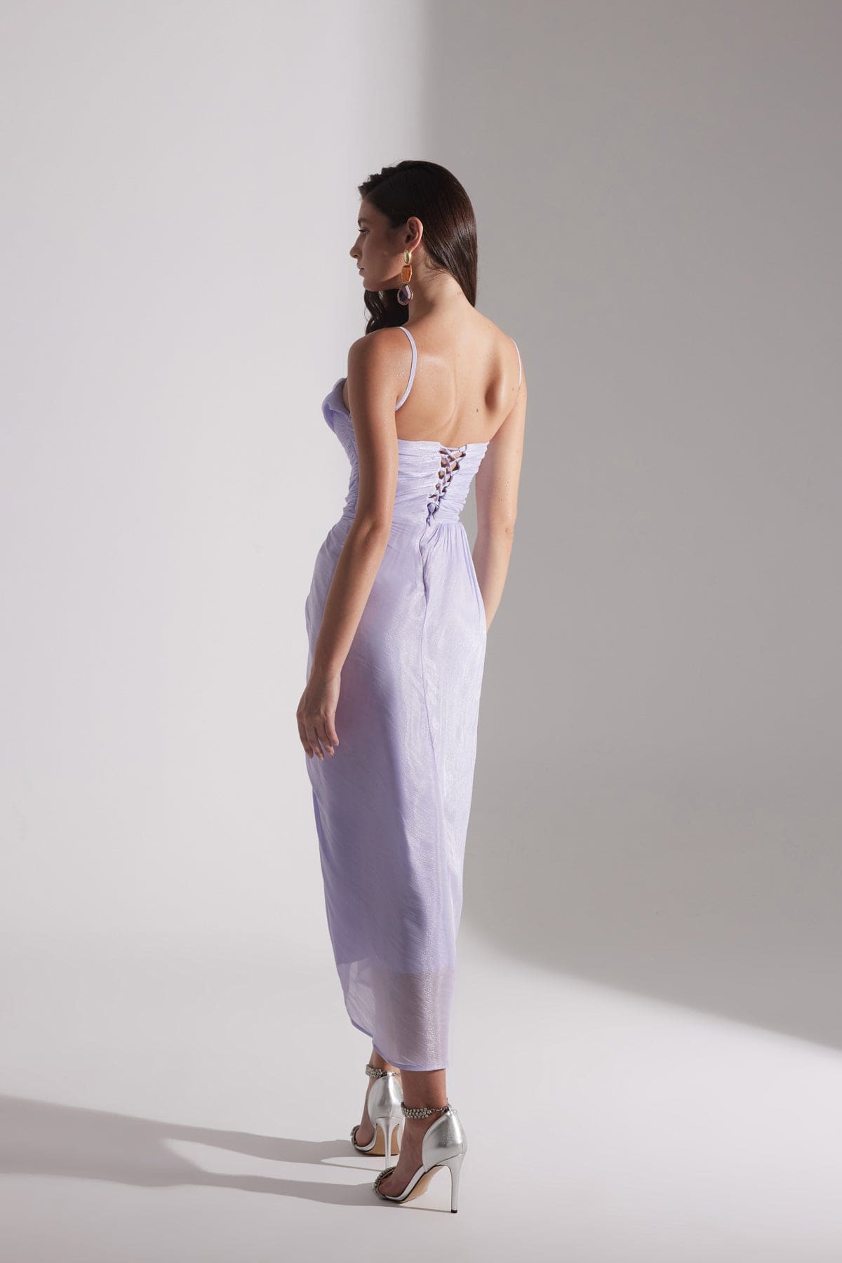 EVA LILAC DRAPED STRAP NIGHT DRESS
