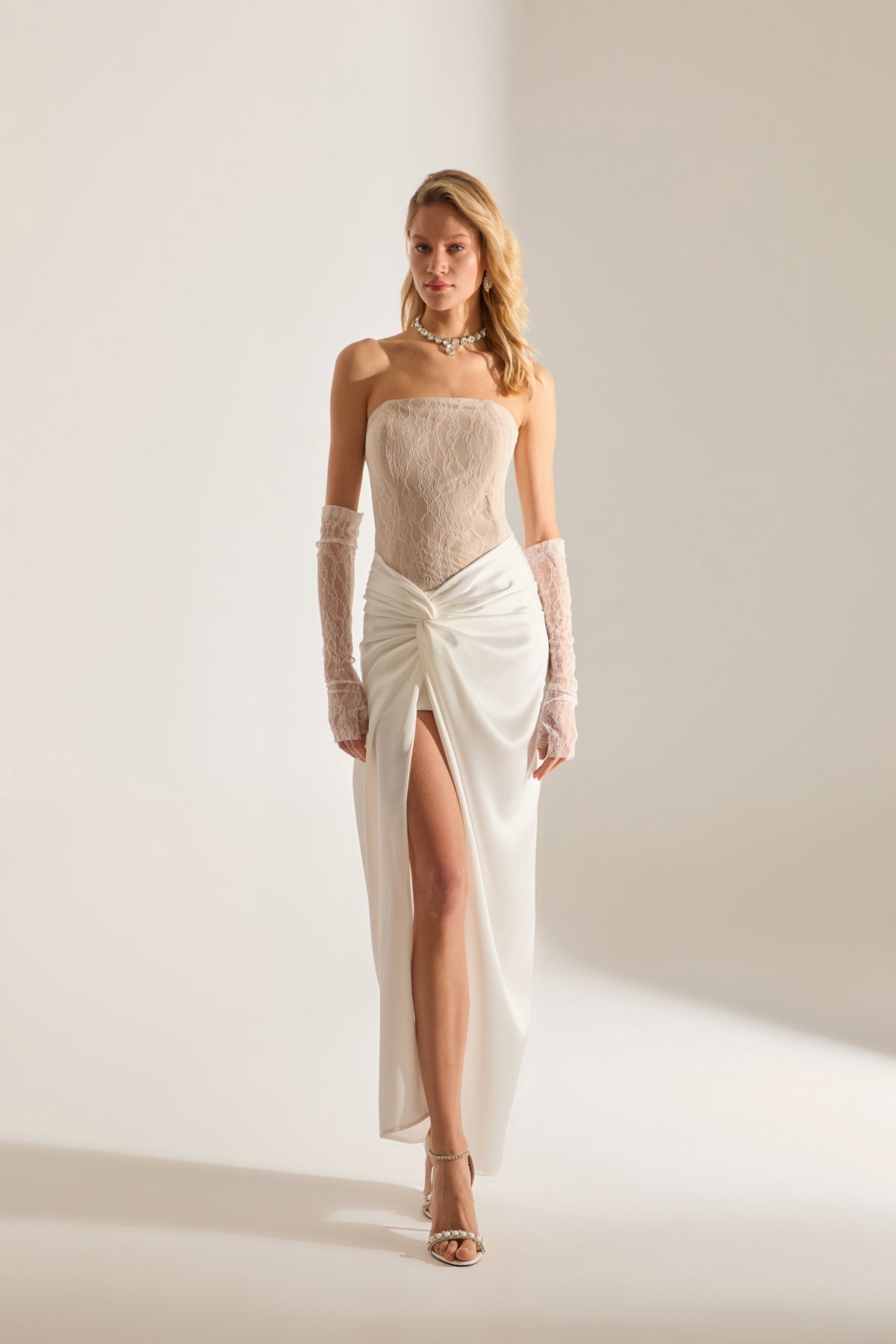 Robe de Nuit Blanche Sans Manches Melissa Dantel Saten