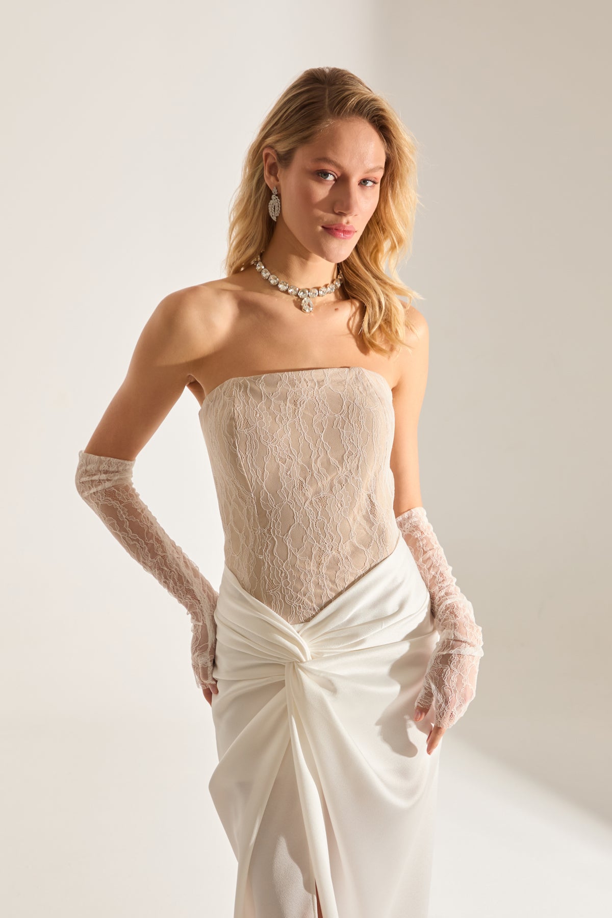 Robe de Nuit Blanche Sans Manches Melissa Dantel Saten