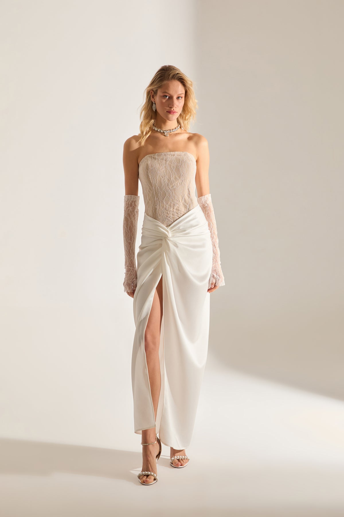 Robe de Nuit Blanche Sans Manches Melissa Dantel Saten