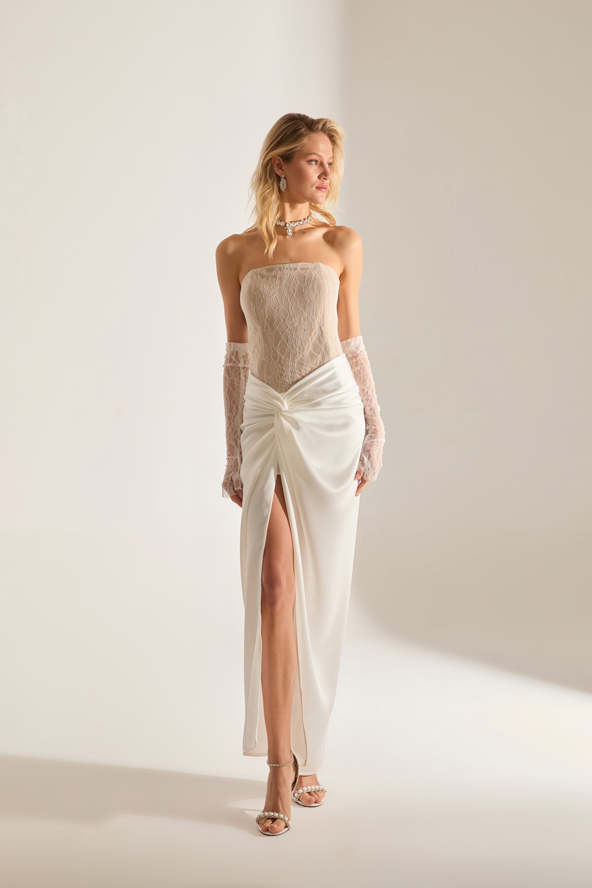 Robe de Nuit Blanche Sans Manches Melissa Dantel Saten