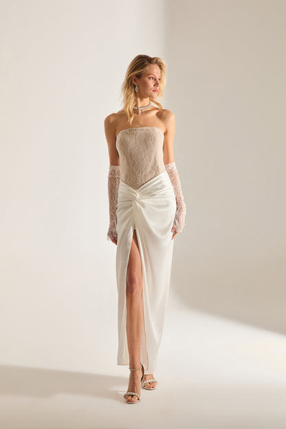 Robe de Nuit Blanche Sans Manches Melissa Dantel Saten