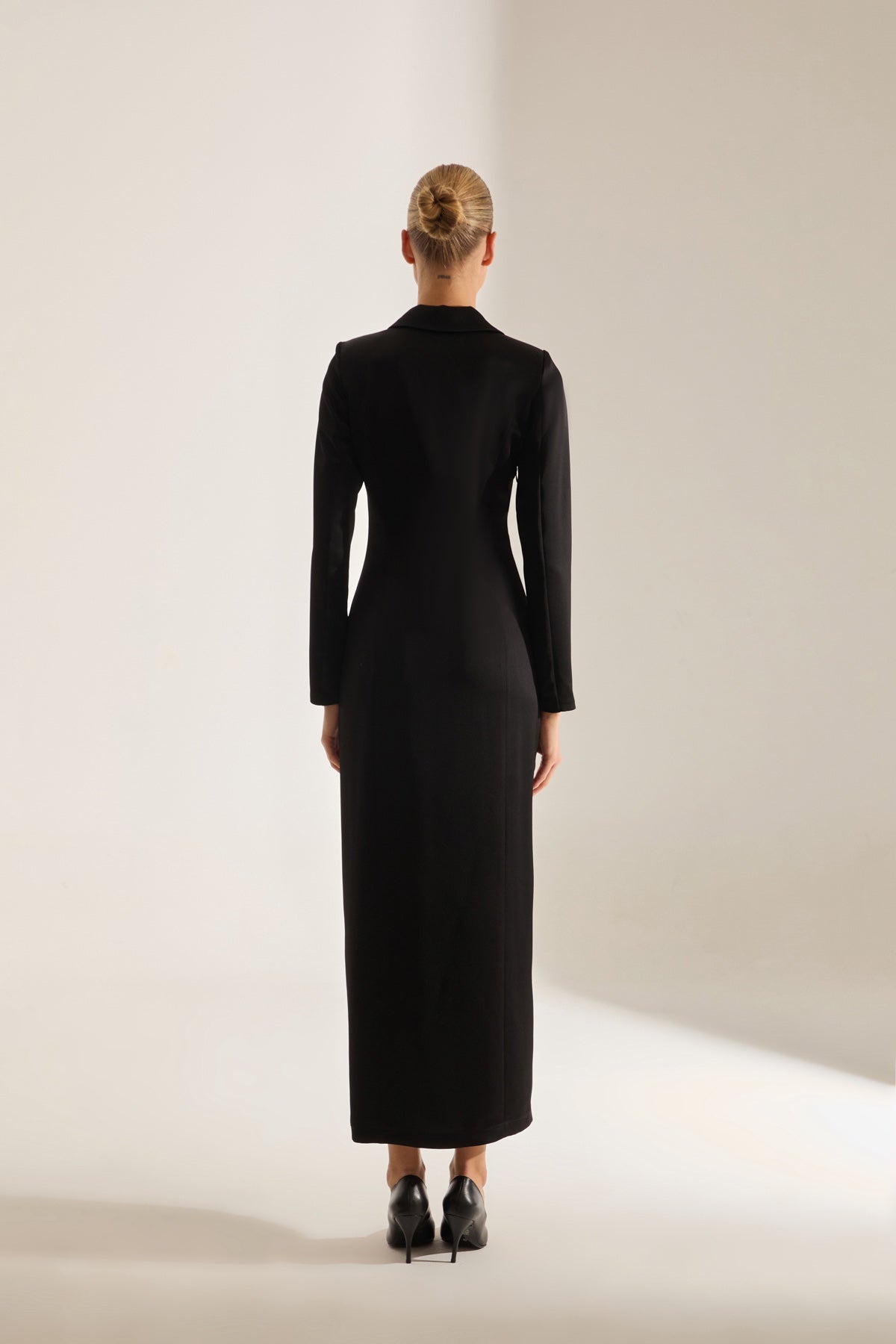 ROME SATIN BLACK JACKET DRESS