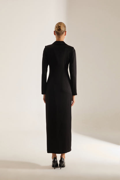 ROME SATIN BLACK JACKET DRESS