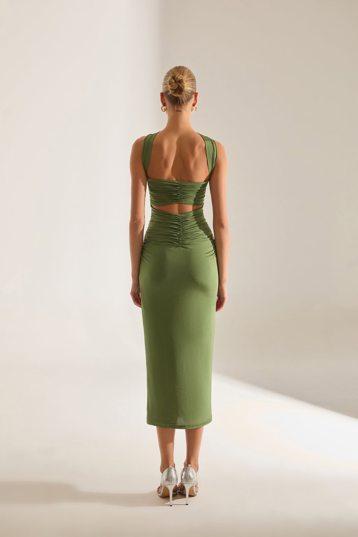Stirling Doppelter Grüner Midi-Kleid