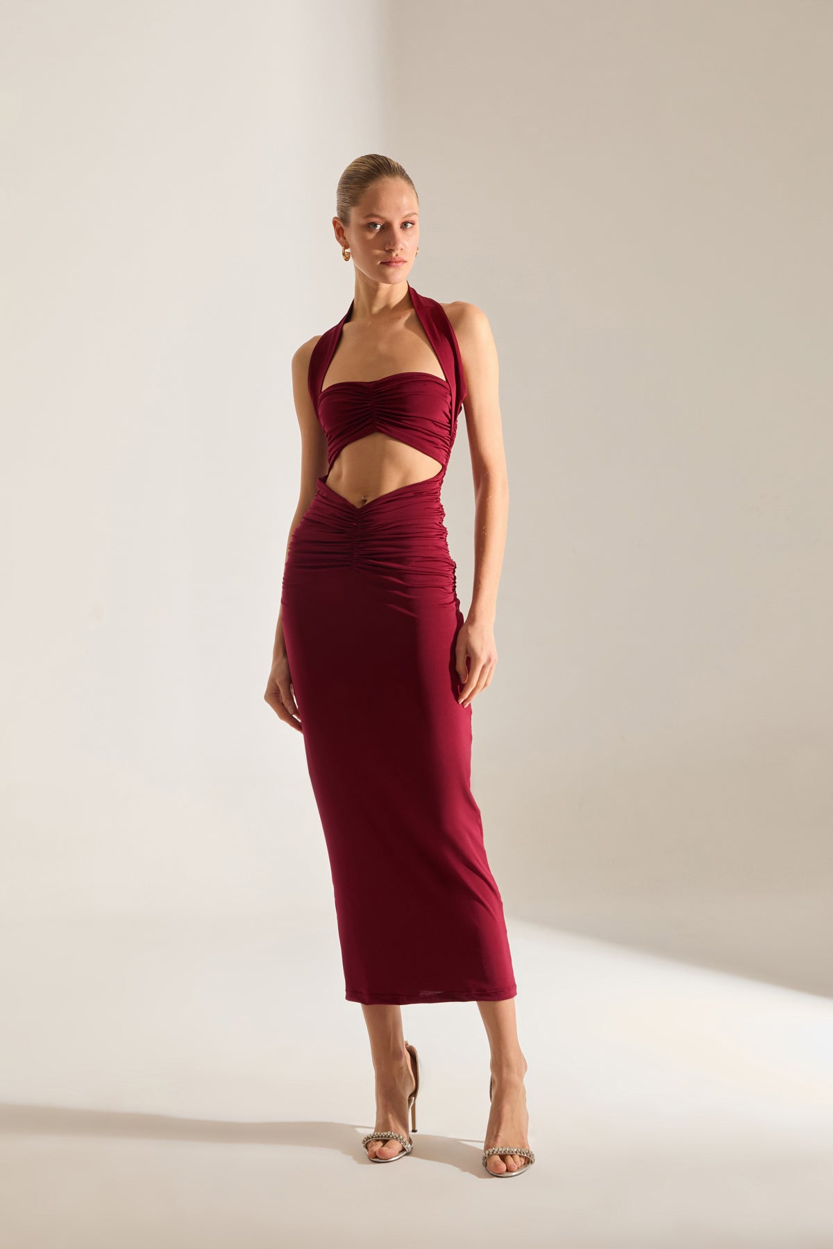 Stirling Double-Sided Burgundy Midi Dress