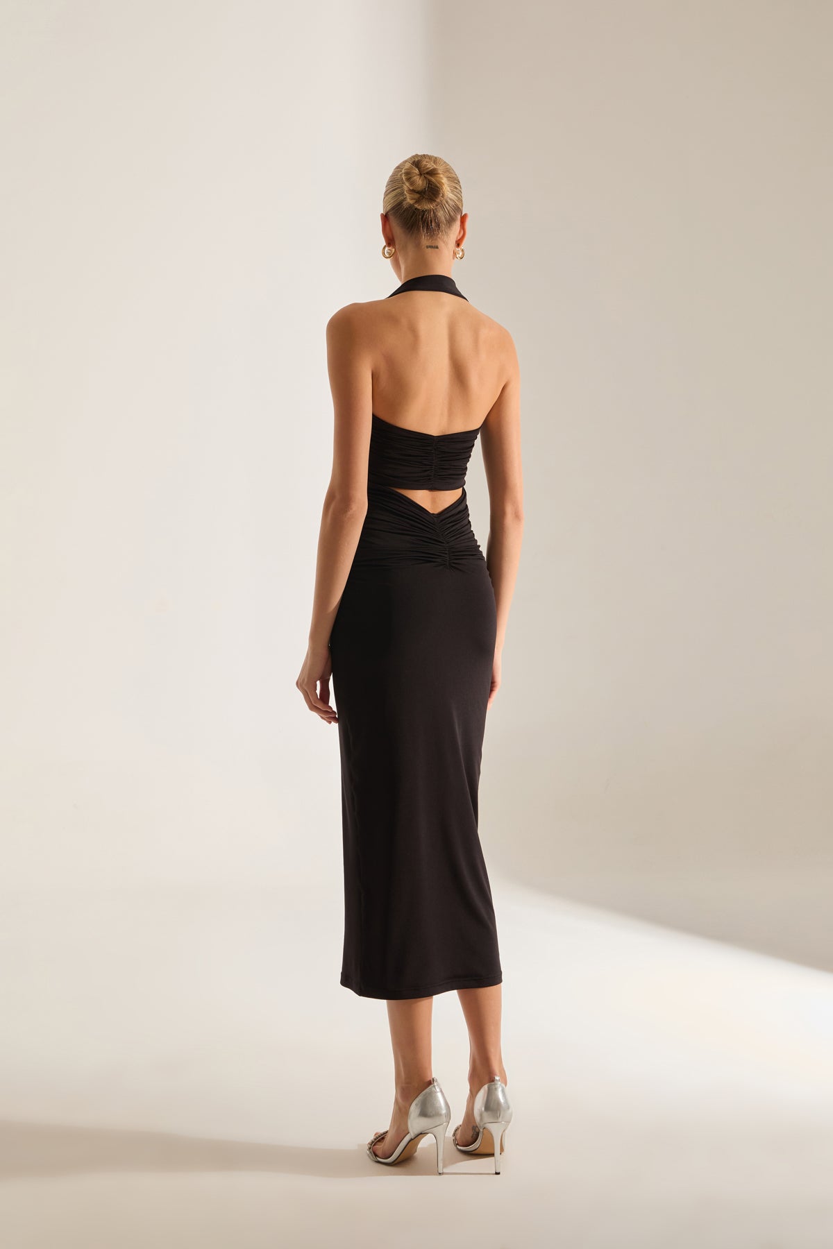 Stirling Doppelter Schwarz Midi Kleid