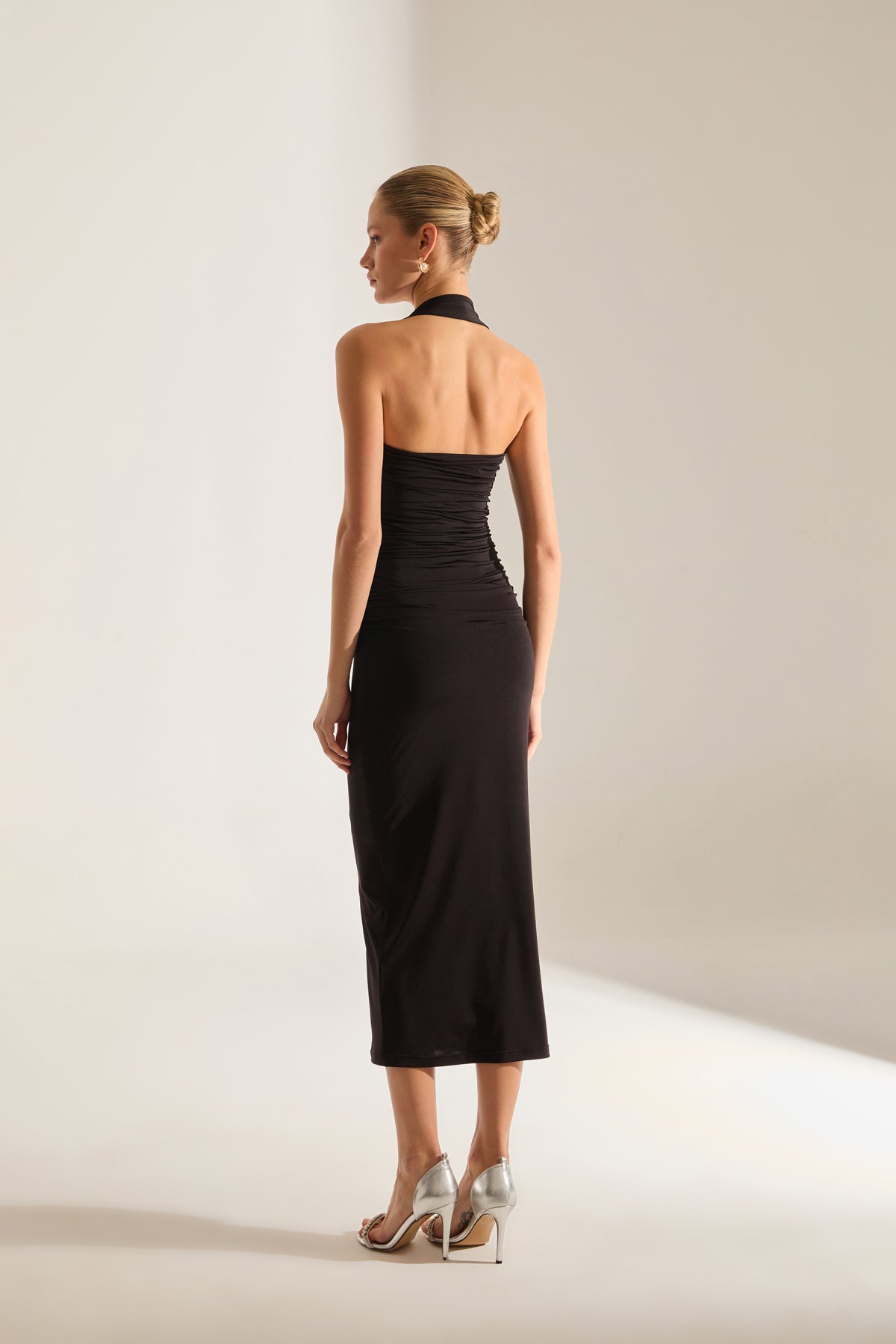 Stirling Doppelter Schwarz Midi Kleid