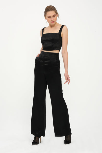 Black Strap Crop Top
