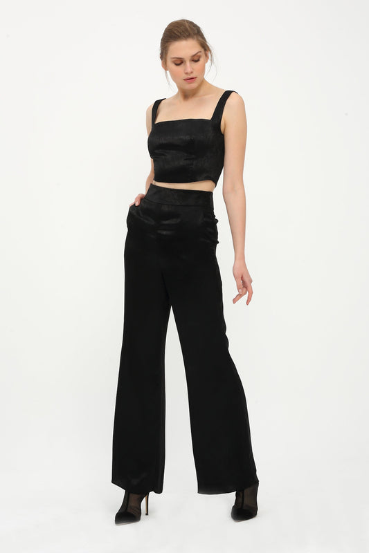 Black Strap Crop Top