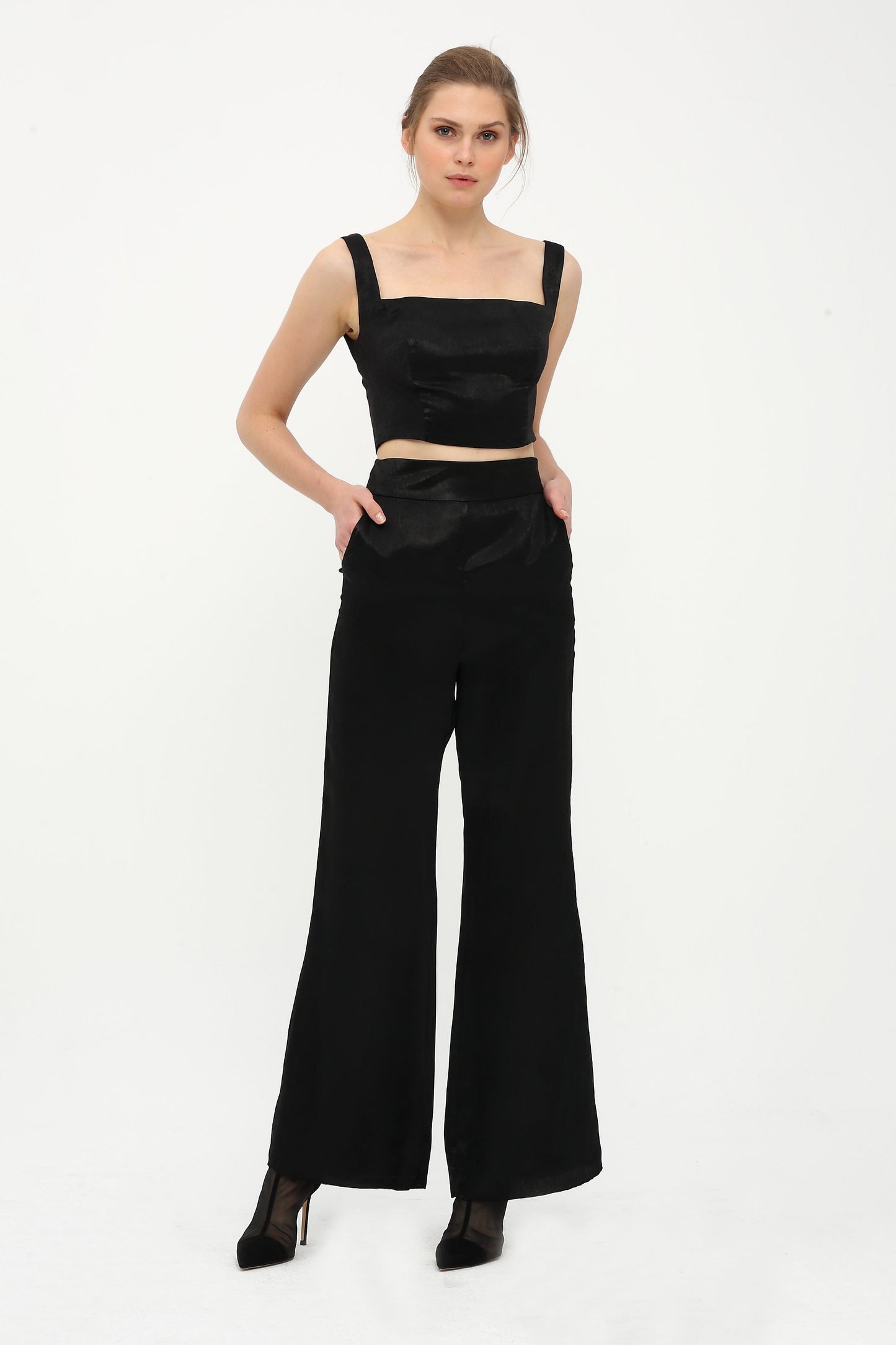 Black Strap Crop Top