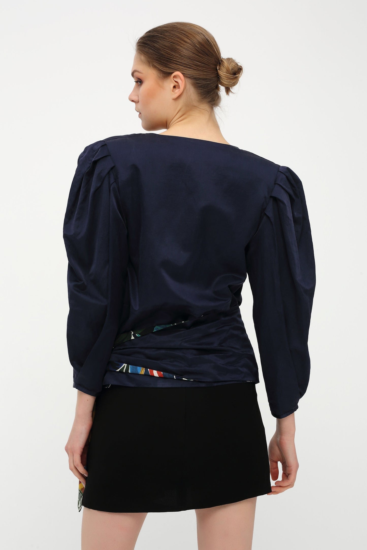 %100 Seide Dunkelblaues Hemd