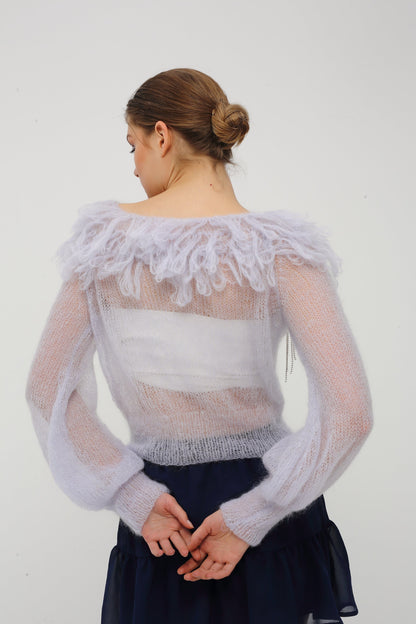 Hals mit Steinverzierungen Strickpullover