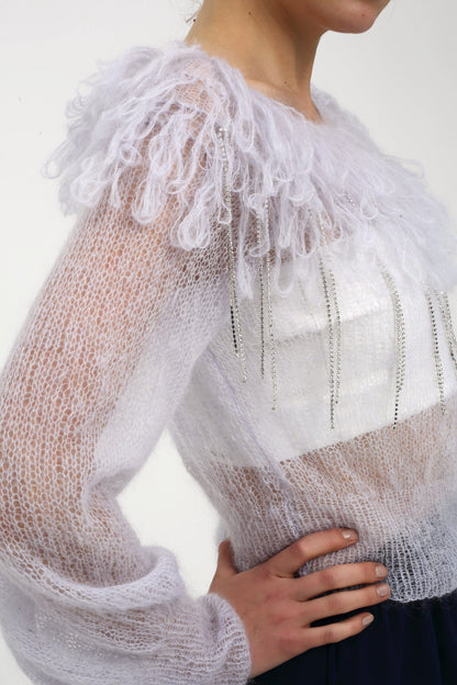Hals mit Steinverzierungen Strickpullover