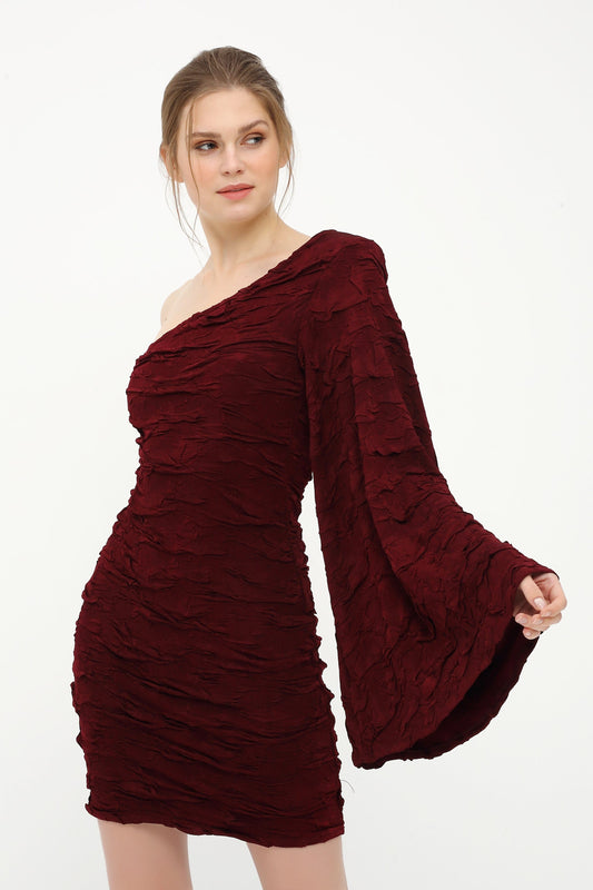 Bordeaux Einarmiges Kleid