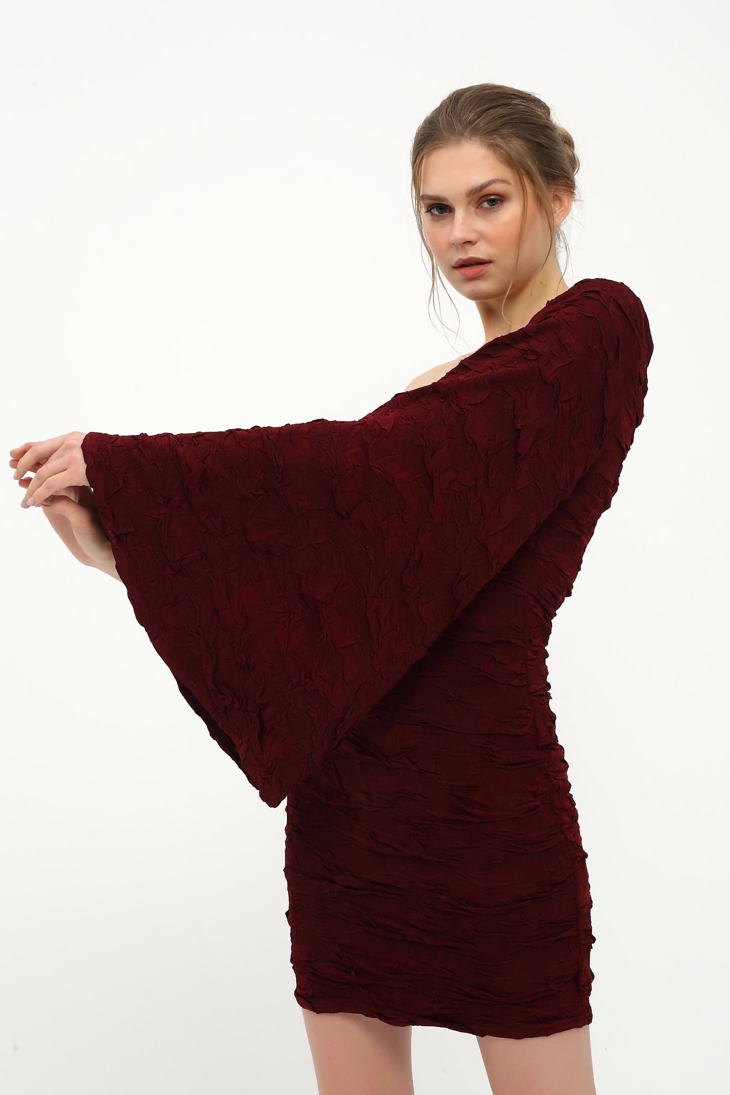 Bordeaux Einarmiges Kleid