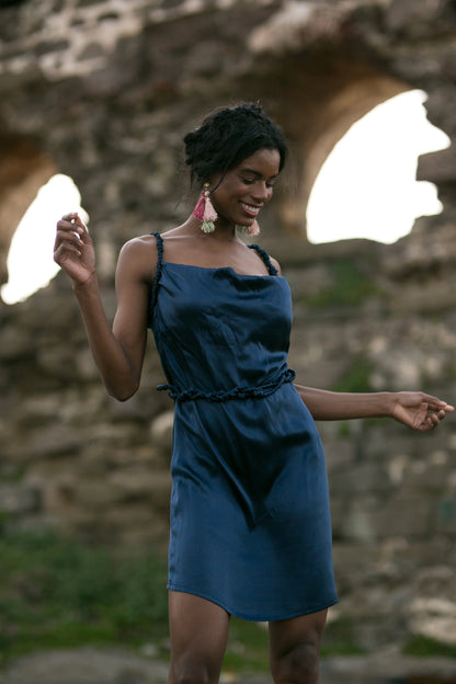 Robe drapée en soie